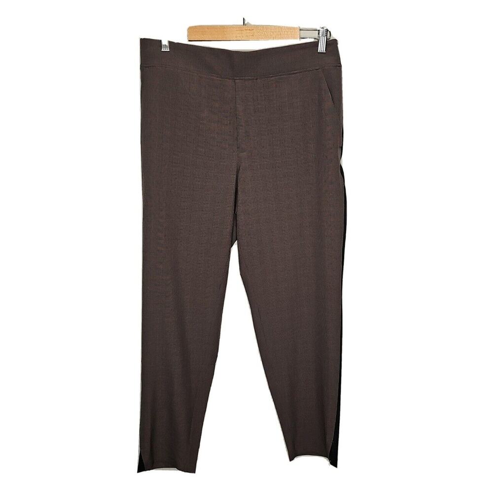 Athleta Women's Gray/Black Plaid Brooklyn Ankle Side Stripe‎ Pants Size 12